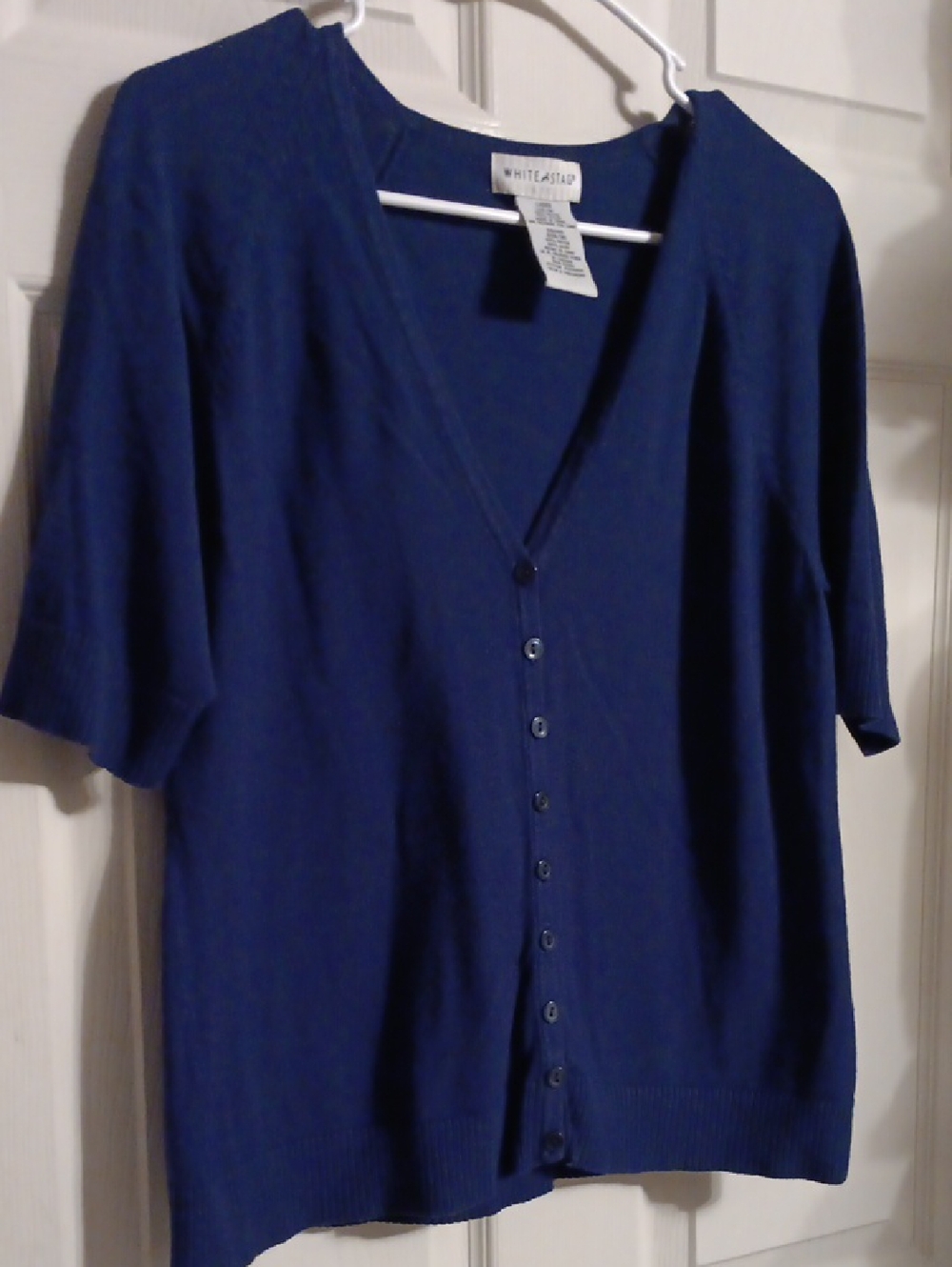 White Stag Ladies Navy Short Sleeve Button Cardigan